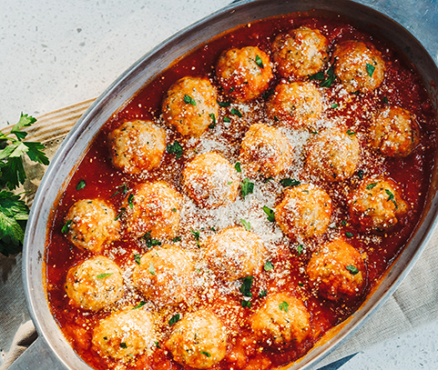 Chicken Meatballs in Spaghetti Sauce
