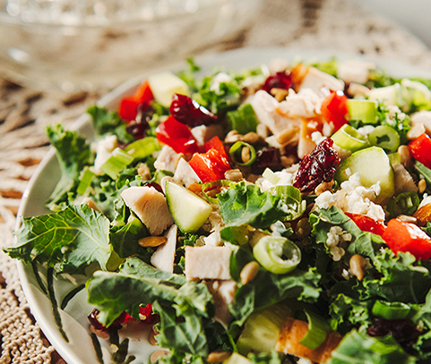 Turkey, Quinoa & Massaged Kale Salad with Honey Dijon Vinaigrette – Great Tastes of Manitoba