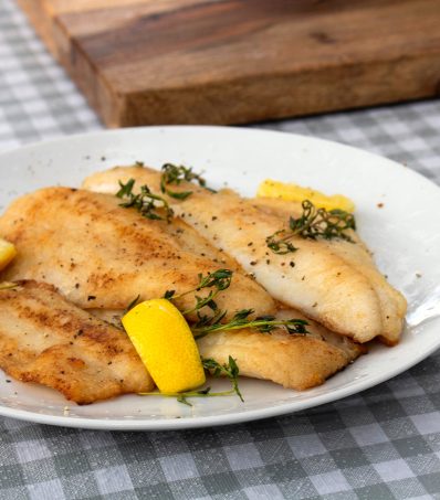 Pieces of Manitoba pickerel with golden-brown coating. Simple pan-fried pickerel is great for a shore lunch or camping meal.