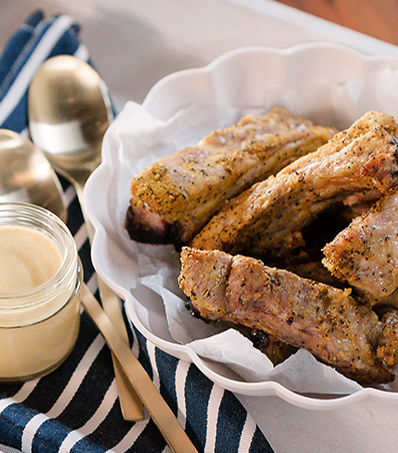 Method for pork back ribs in an air fryer. Lemon pepper dry ribs recipe.