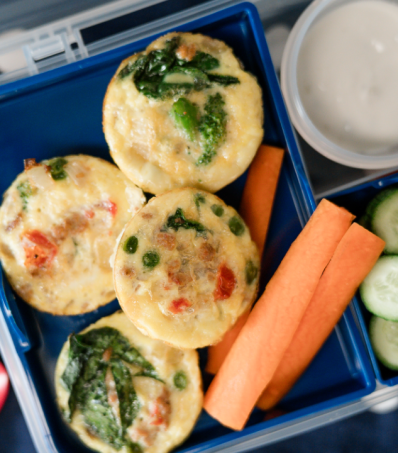 Egg bites with ground turkey, tomatoes, and spinach